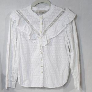 Cottagecore Peasant Ivory Ruffle Blouse Lace Texture Lace Romantic Victorian